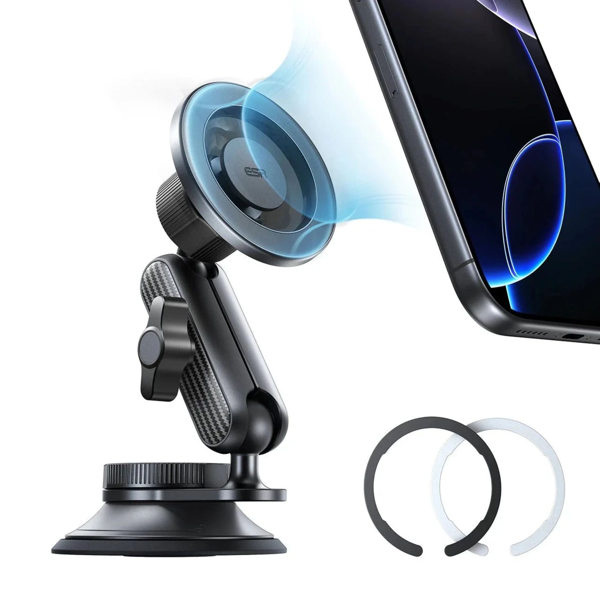 ESR Handy-Halterung OmniLock Magnetic Car Mount für das Armaturenbrett/Windschutzscheibe, (1,8kg Magnet-Haltekraft, 360°drehbarer Arm und Kugelkopf)