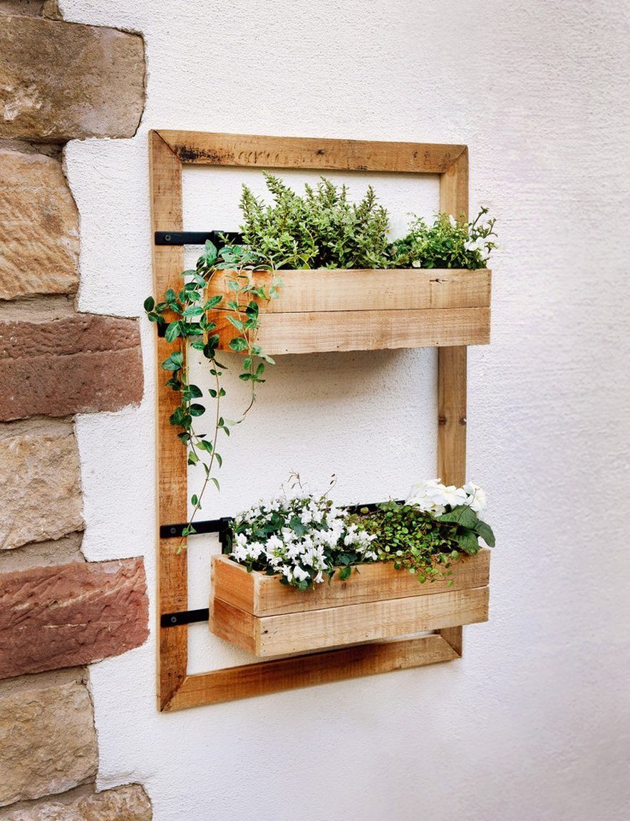 Dekoleidenschaft Blumenkasten Wandpflanzer Industrial aus Holz, mit 2 Ящики для квітів, für Indoor & Outdoor