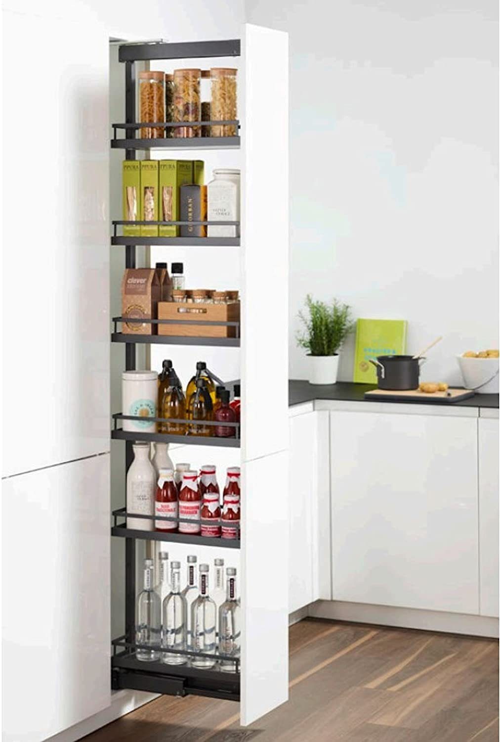 Kesseböhmer Auszugsboden Kesseböhmer Einhängetablar ARENA Style anthrazit für Apothek, für Schrankbreite 300 mm, 250 x 462 x 106 mm