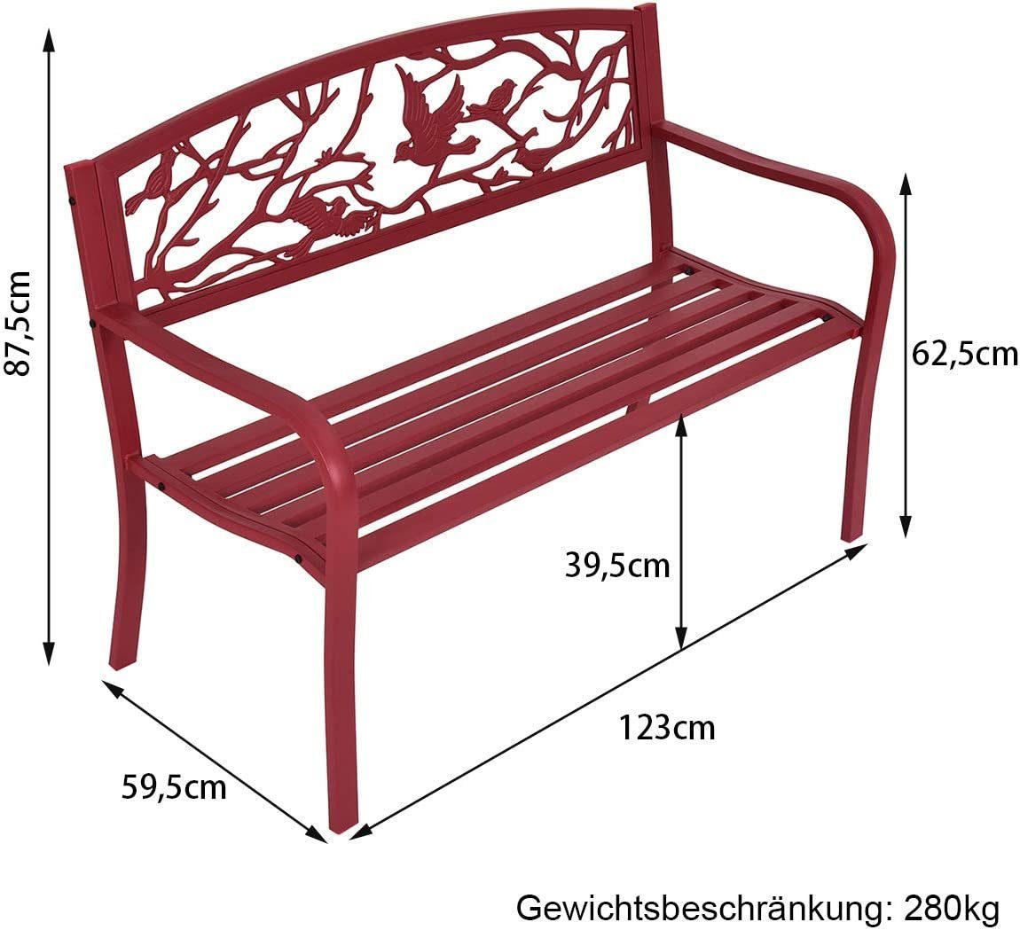 COSTWAY Gartenbank, 2 Sitzer, mit Rückenlehnen, aus Metall, 123x60x88cm