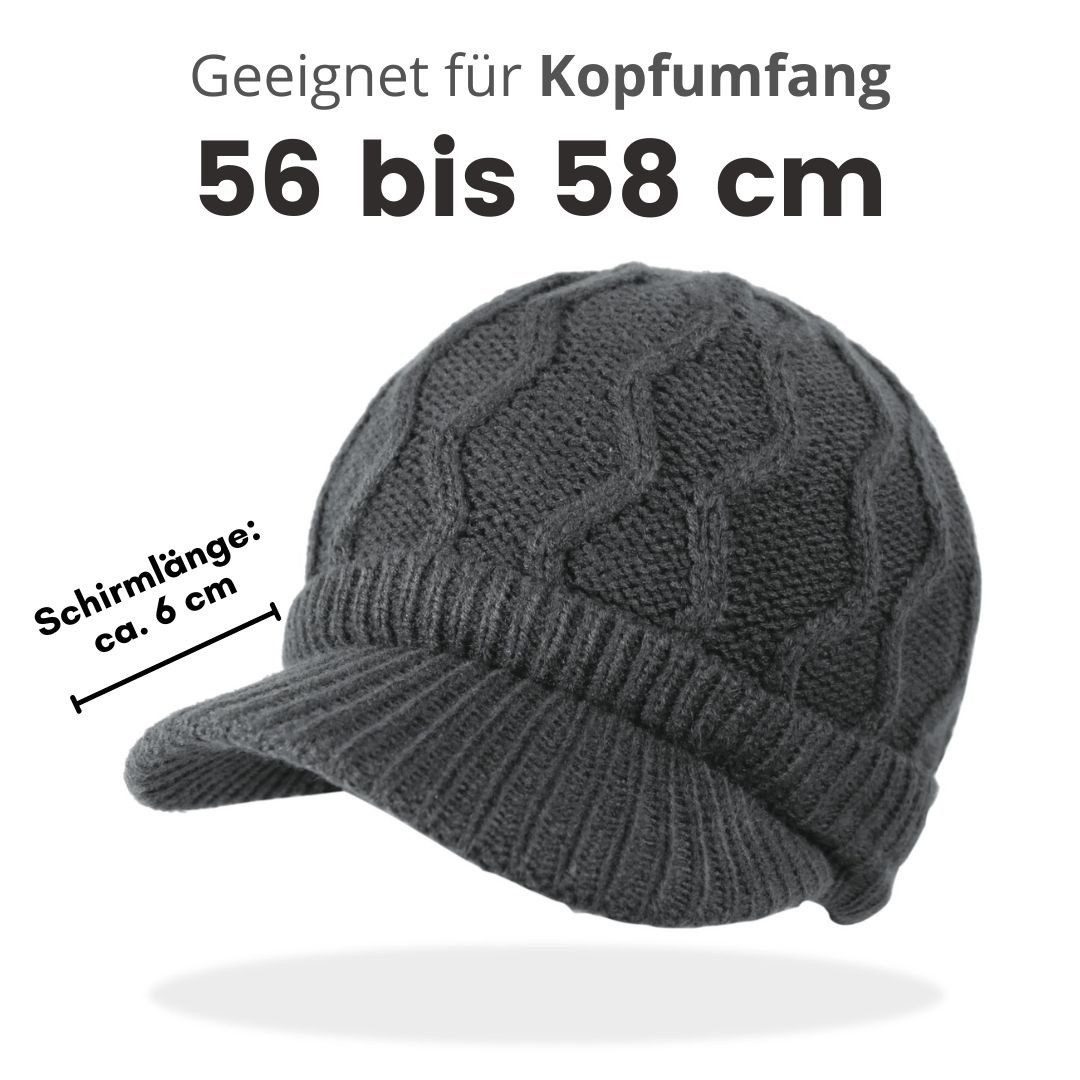 dy_mode Strickmütze Herren Schirmmütze mit Innenfutter Winter Mütze Strickmütze Unisex mit Innenfutter