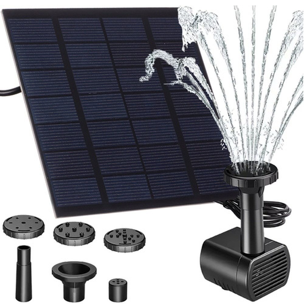 Gardlov Gartenbrunnen Solarbrunnen Teichbrunnen, 5 cm Breite, (Spar-Set, 1 tlg., 4 Sprühdüsen), Wasserstrahlformen sorgen für dekorative Effekte im Teich