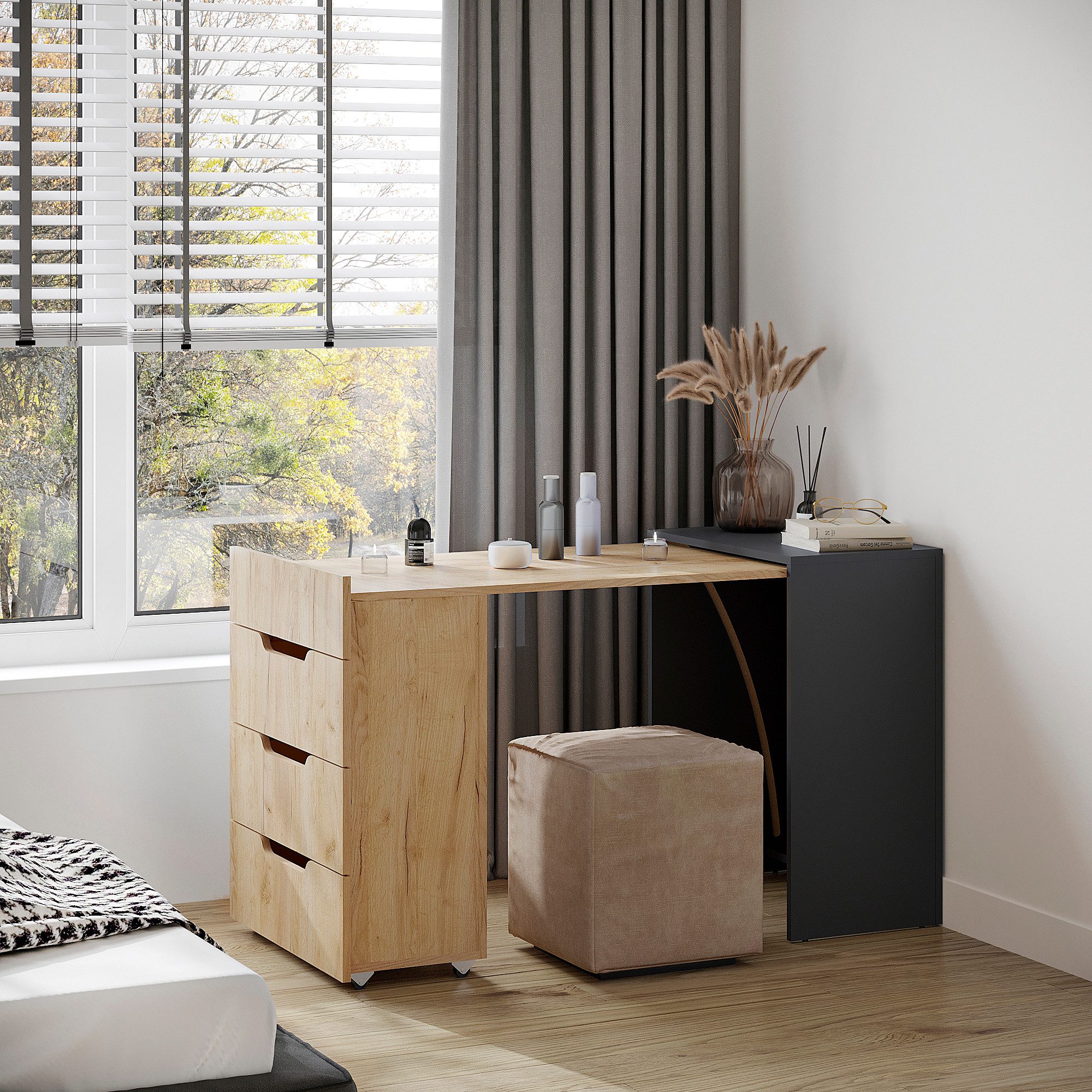 KOMTO Schreibtisch KOMTO Schreibtisch mit Stauraum – PC Tisch, Tisch FOLDY 128x60x75 cm