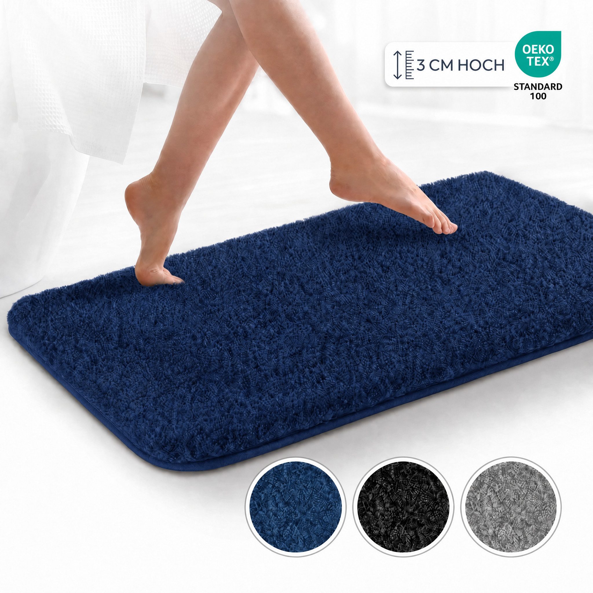 Sentidos Badematte badteppich rutschfest Eleganter Badezimmerteppich, Höhe 20 mm, Polyester, WC Ausschnitt, badematten badläufer badgarnitur badteppiche teppich toilette