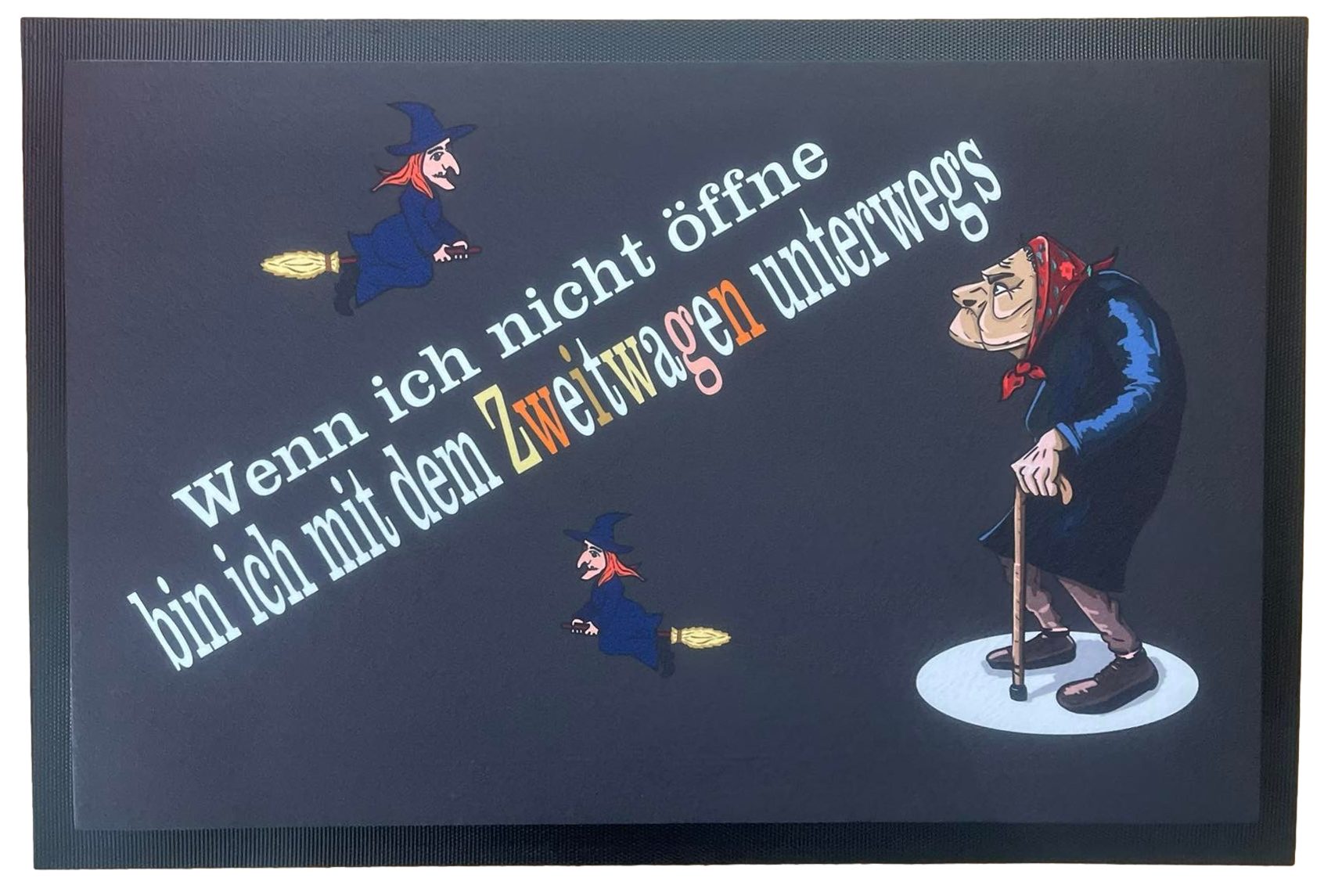 Ladreas Fußmatte Schmutzfangmatte rutschfest Hexe F047, 60x40