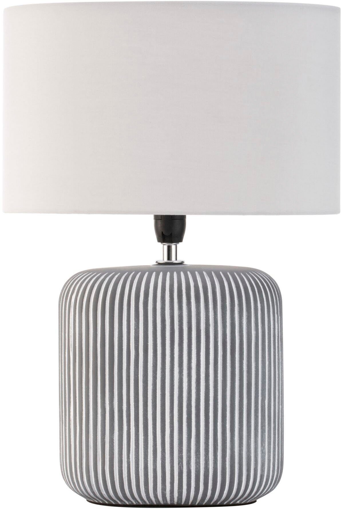 Pauleen Tischleuchte Pure Shine max20W Grau/Weiß 230V Stoff/Keramik, Ein-/Ausschalter, ohne Leuchtmittel, E14 – Bild 4 von 5