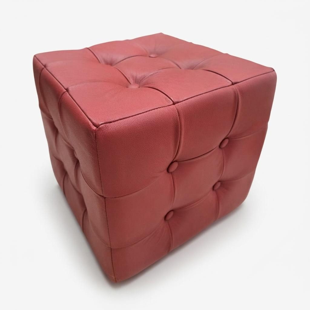 JVmoebel Polsterhocker Moderner Pouf Rot Leder Sitzhocker Polsterhocker Lederhocker Hocker (1 St., 1-tlg), Tufted design