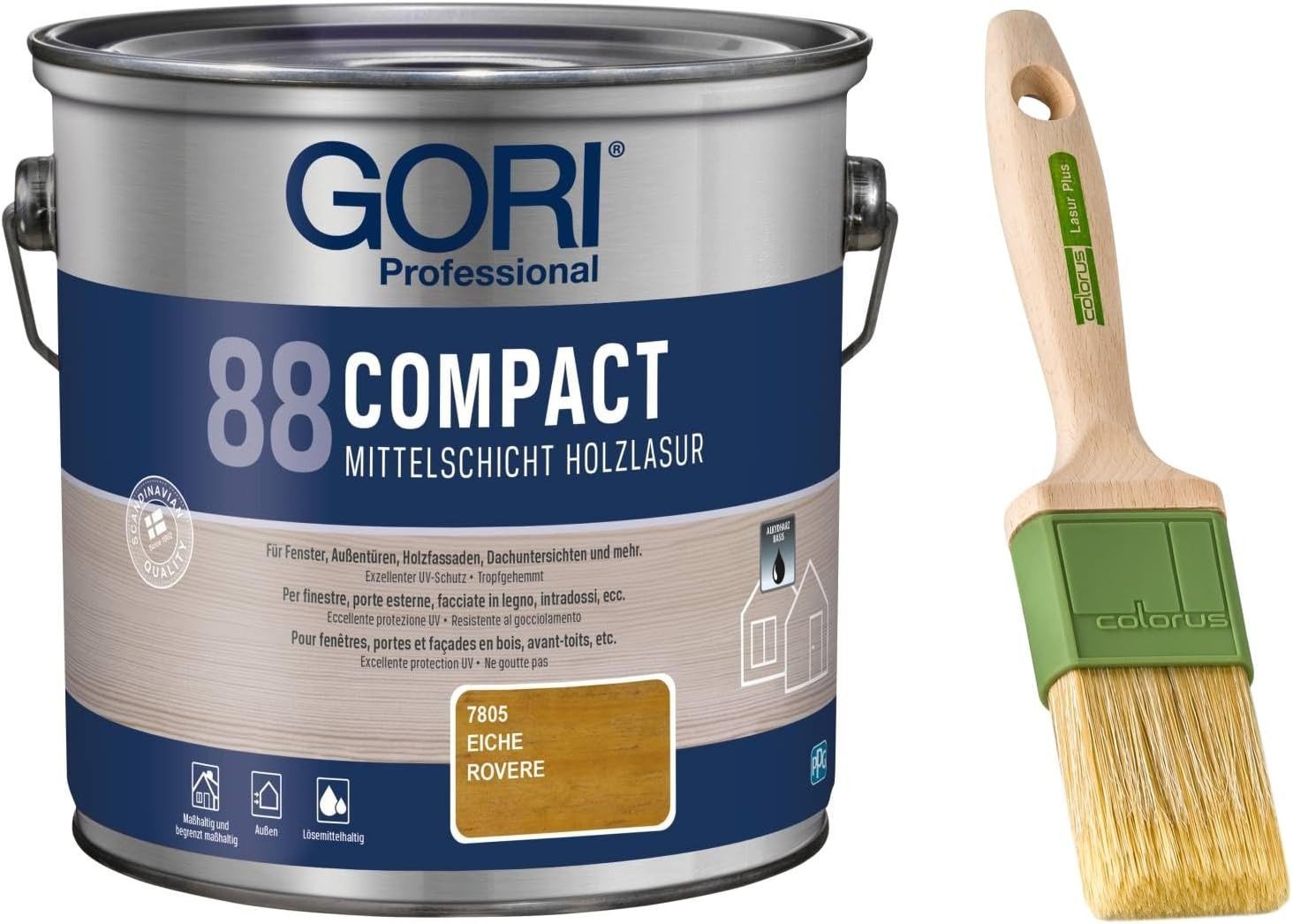 GORI Lasur GORI 88 Compact-Lasur (2,50 Liter), Mittelschicht Gel + Pinsel