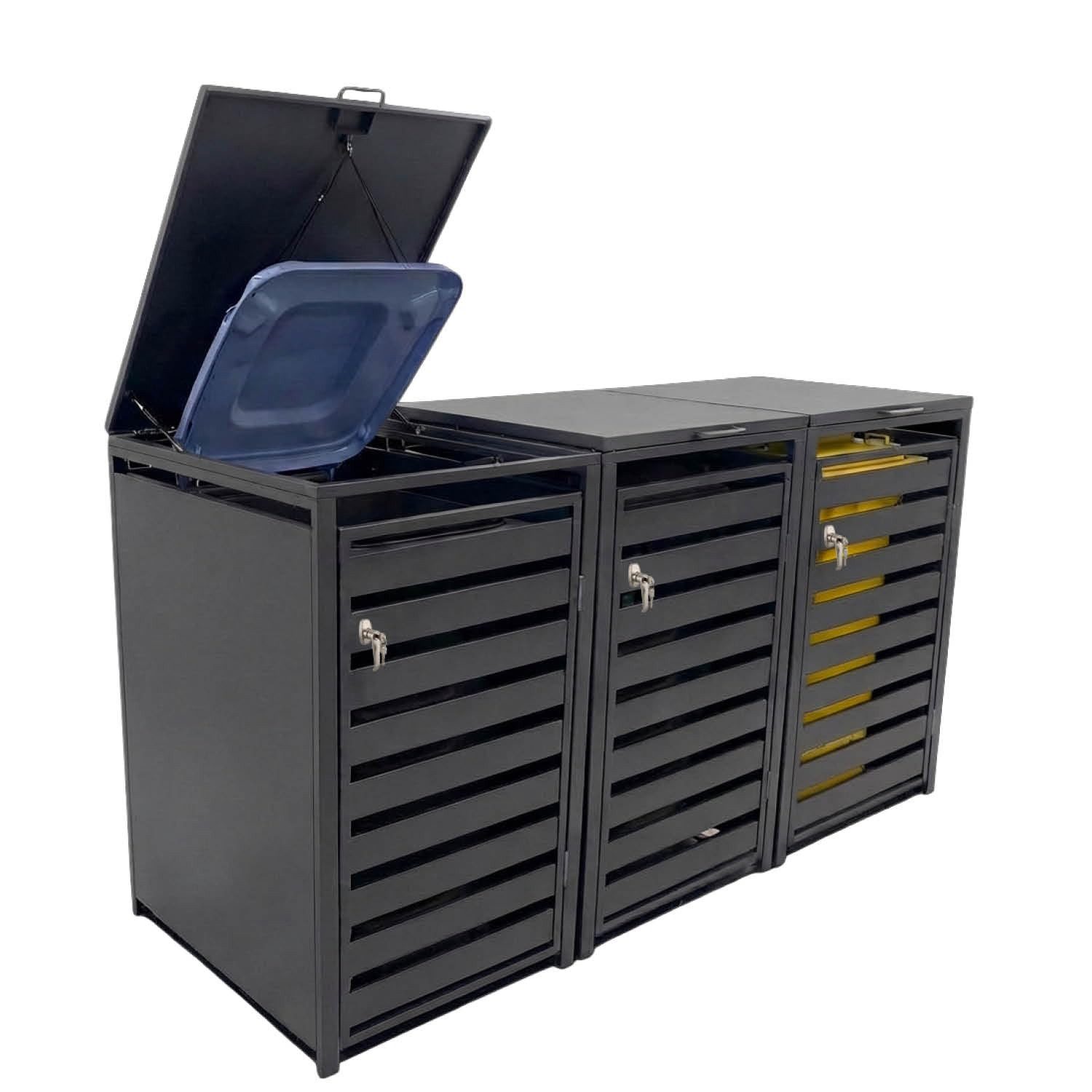 LagerZwei Mülltonnenbox Mülltonnenbox 240 l (Set, 3 St), abschließbar, wetterfest