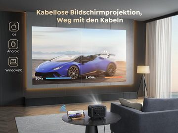 TOPTRO 5G WiFi Bluetooth Mini Heimkino Portabler Projektor (12000 lm, 12000:1, 1920x1080 px, mit Elektrischer Fokus Kompatibel mit TV Stick/Laptop/iOS/Android/PS4)