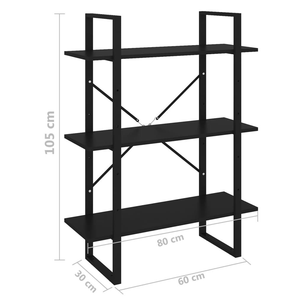 aus Bücherregal 3007031, 30x80x105 LxBxH: cm, Metall in Schwarz Holzwerkstoff, möbelando