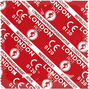 London Kondome Rot - Erdbeeraroma XXL Pack, 1000 St.