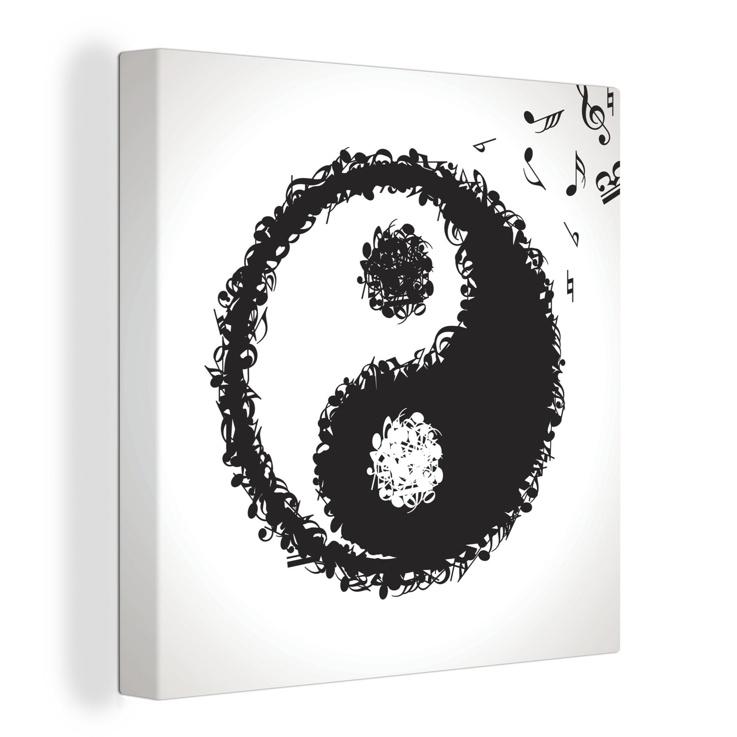 OneMillionCanvasses® Leinwandbild Eine Illustration eines Yin- und Yang-Logos, bestehend aus Musiknoten, (1 St), Leinwand Bilder für Wohnzimmer Schlafzimmer | Leinwandbilder