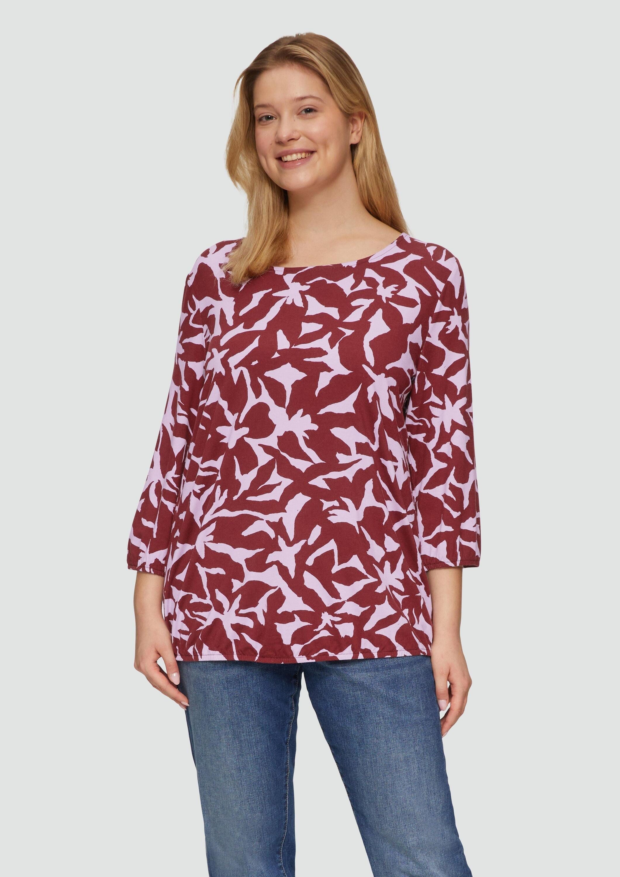 s.Oliver 3/4-Arm-Shirt T-Shirt Shirt mit All-over-Print aus Viskosestretch