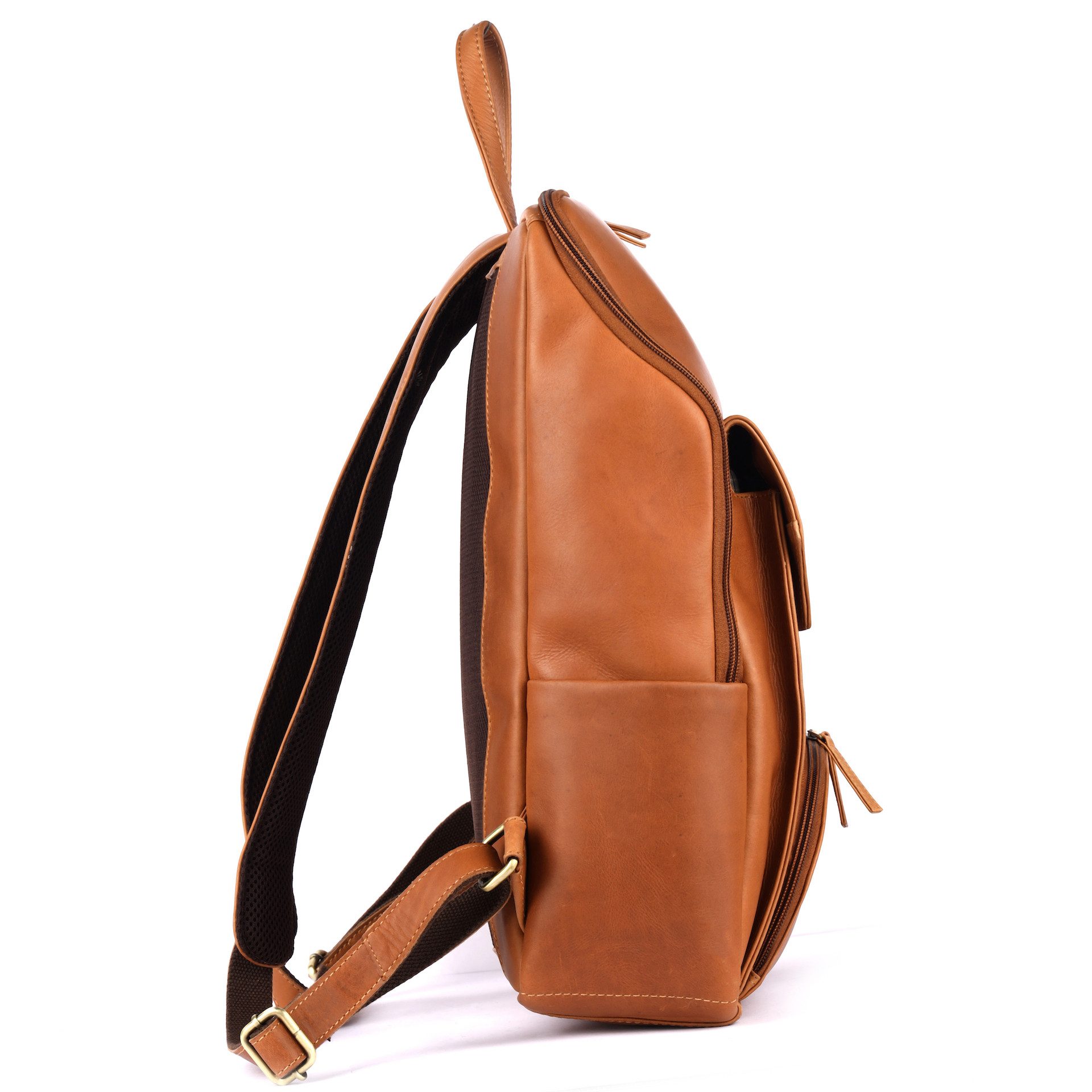 Benthill Rucksack Rucksack Echt Leder Damen Herren Lederrucksack Daypack Backpack, Reißverschlussfach – Bild 5 von 5