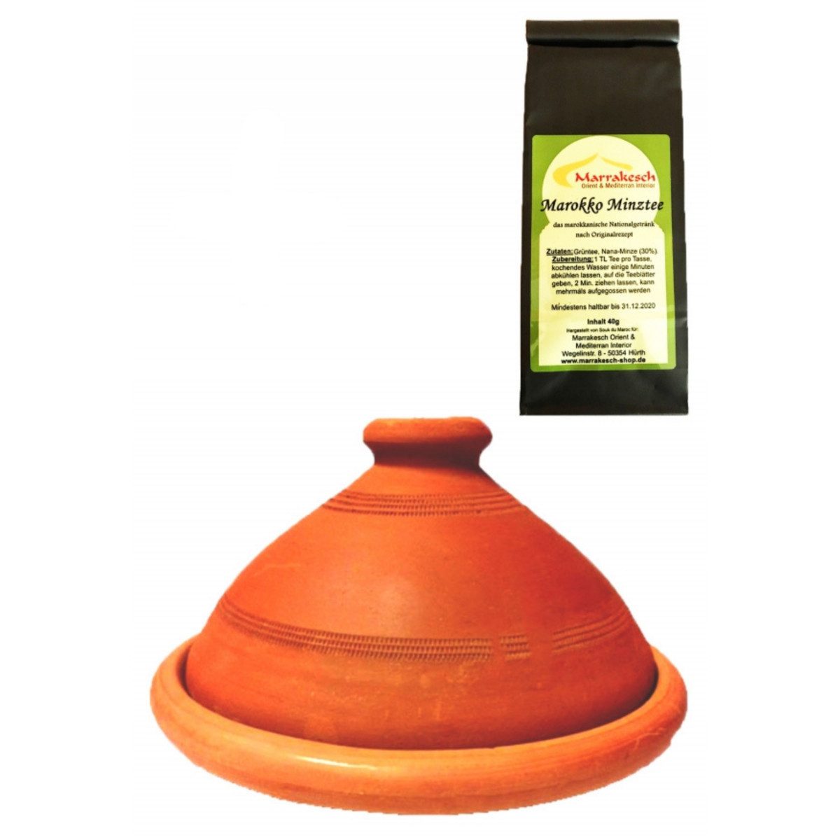 Marrakesch Orient & Mediterran Interior Dampfgartopf 2er Set Marokkanische Tajine Tagine Tuareg mit Minztee aus Ton 30 cm, Lehm (2-tlg), Handarbeit