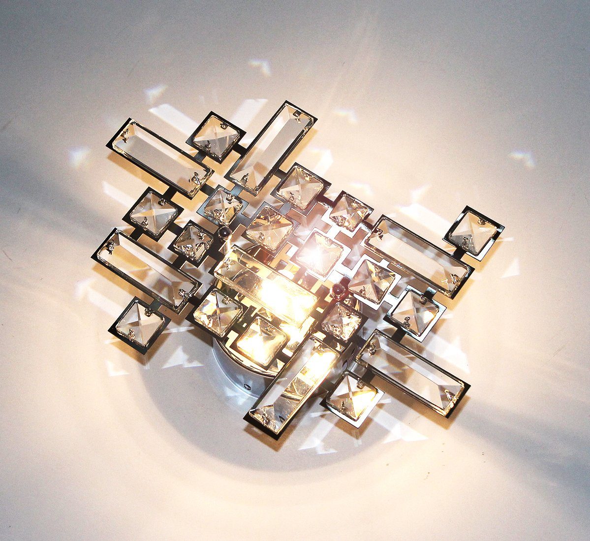 Lewima Deckenleuchte Design K9 Silber, - 28x20x10cm Deckenlampe Kristall Lichtfarbe und Warmweiß/Kaltweiß möglich, funkelnde 1xG9 Glaskristalle beliebig, LED Brillanz absolute glitzernd Stärke Glas wechselbar