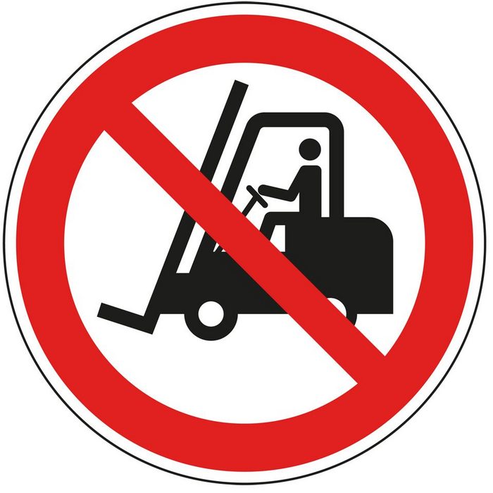 König Werbeanlagen Hinweisschild Schild I Verbotsschild Für Flurförderzeuge verboten Aluminium Ø 400mm ASR A1.3 DIN EN ISO 7010 P006