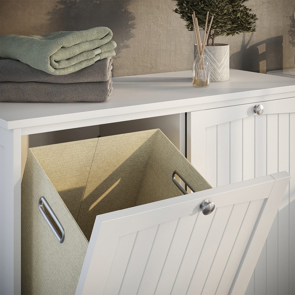 Vicco Wäscheschrank Bianco, Weiß, 83 x 80 cm mit 2 Wäschekörben (1-St) günstig online kaufen