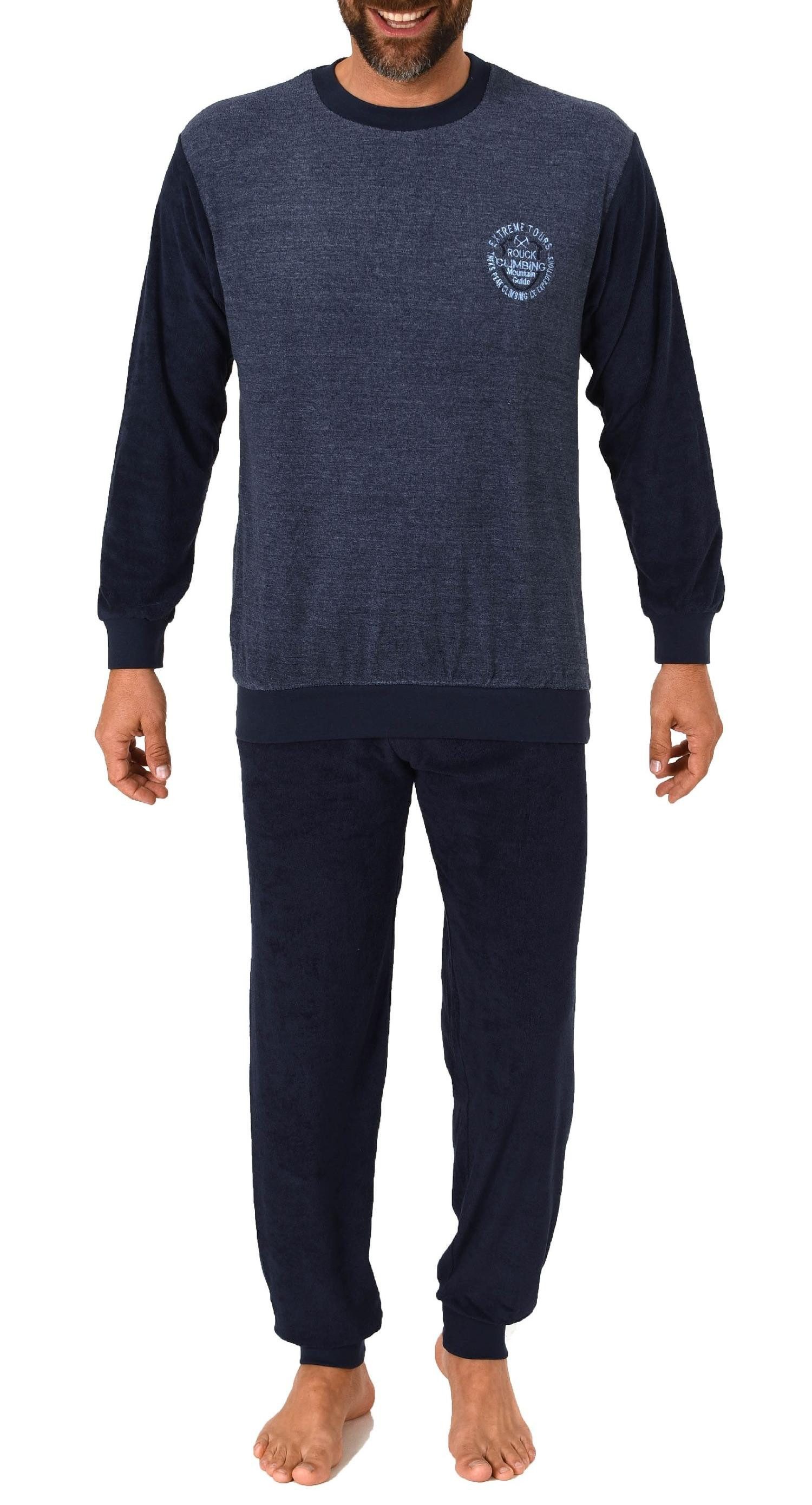 Pyjama Herren Frottee Pyjama langarm Schlafanzug mit Bündchen - 212 13 801