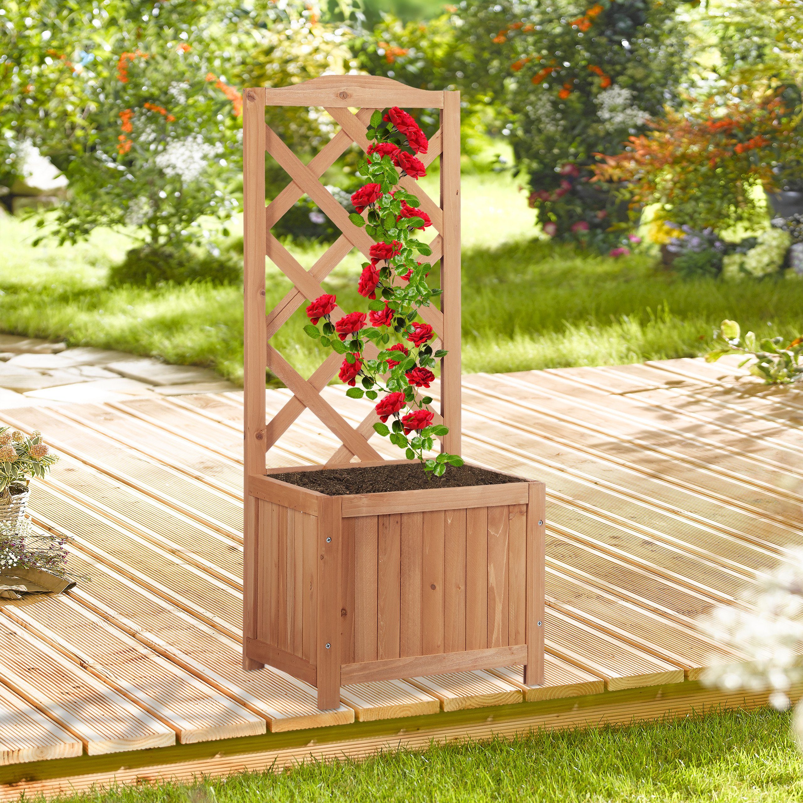 relaxdays Beistelltisch 2 in 1 Rankkasten aus Holz, M günstig online kaufen