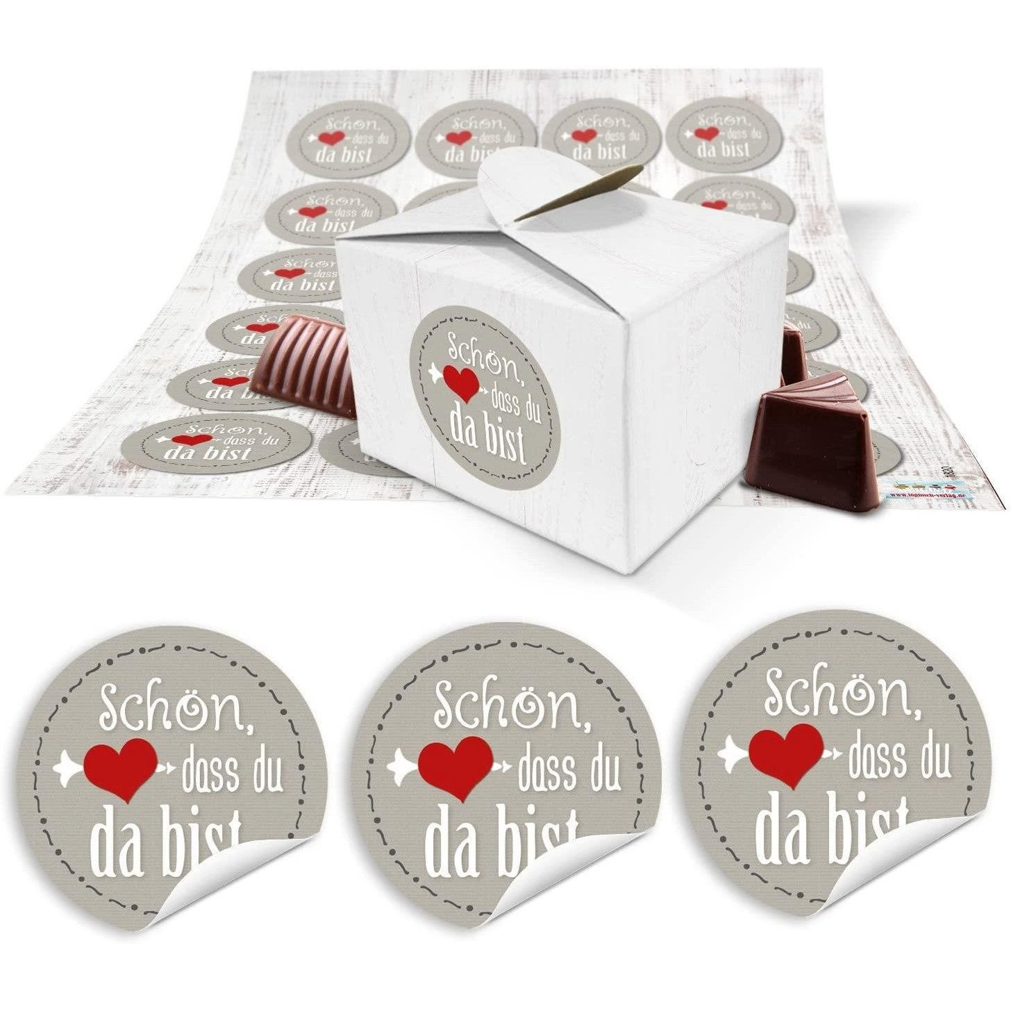 Logbuch-Verlag Dekofigur 24 kleine SCHÖN DASS DU DA BIST Gastgeschenk give-away Hochzeit