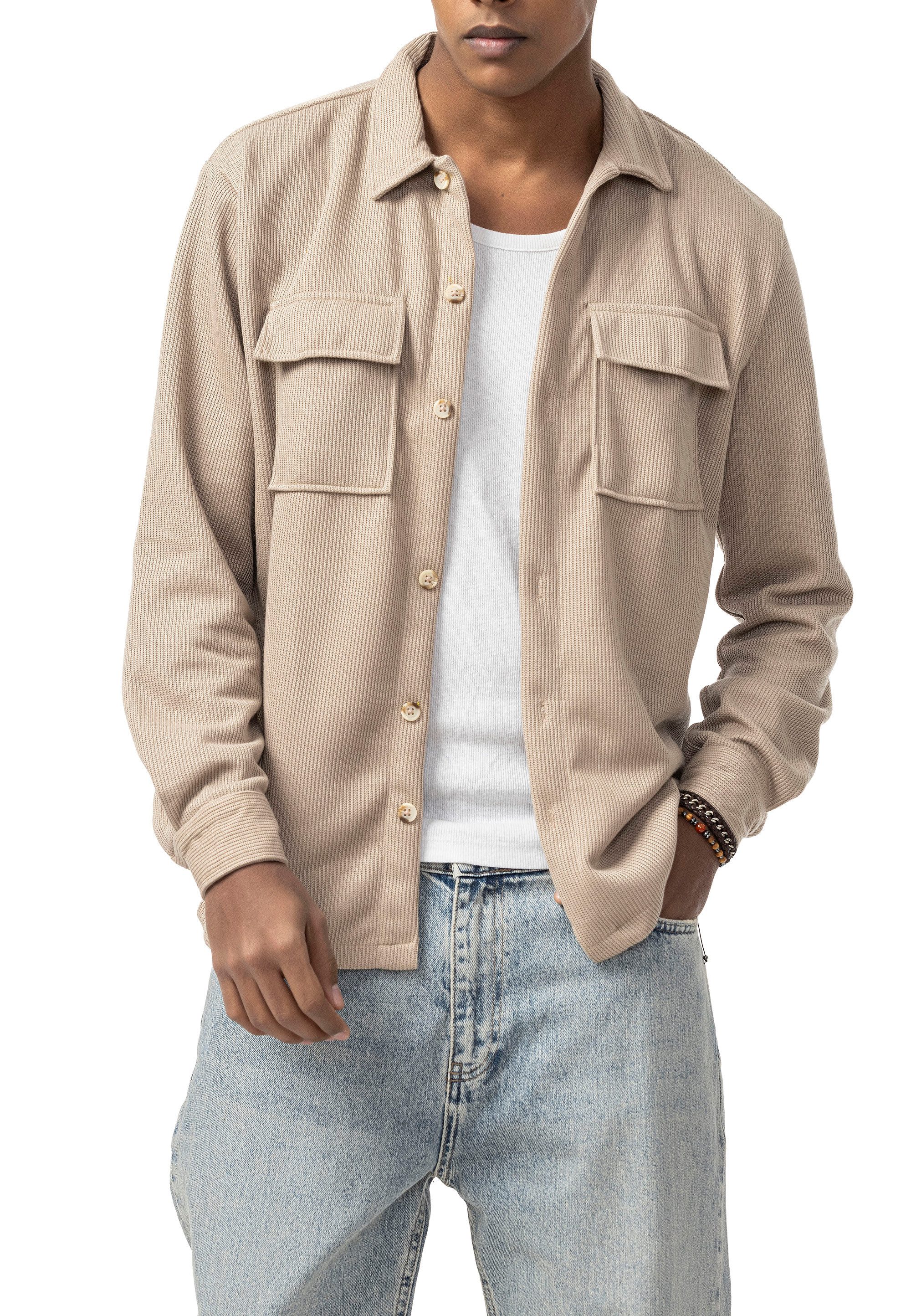 RedBridge Langarmhemd mit Brusttaschen Cordhemd mit Knopfleiste Casual