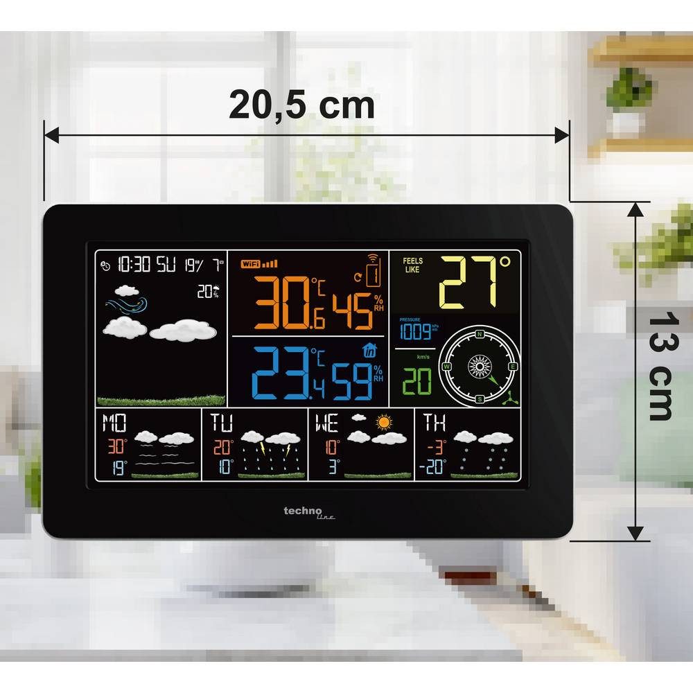 Techno Line Wetterstation WLAN-Wetterstation Vorhersage für 4 Tage Anzahl Wetterstation