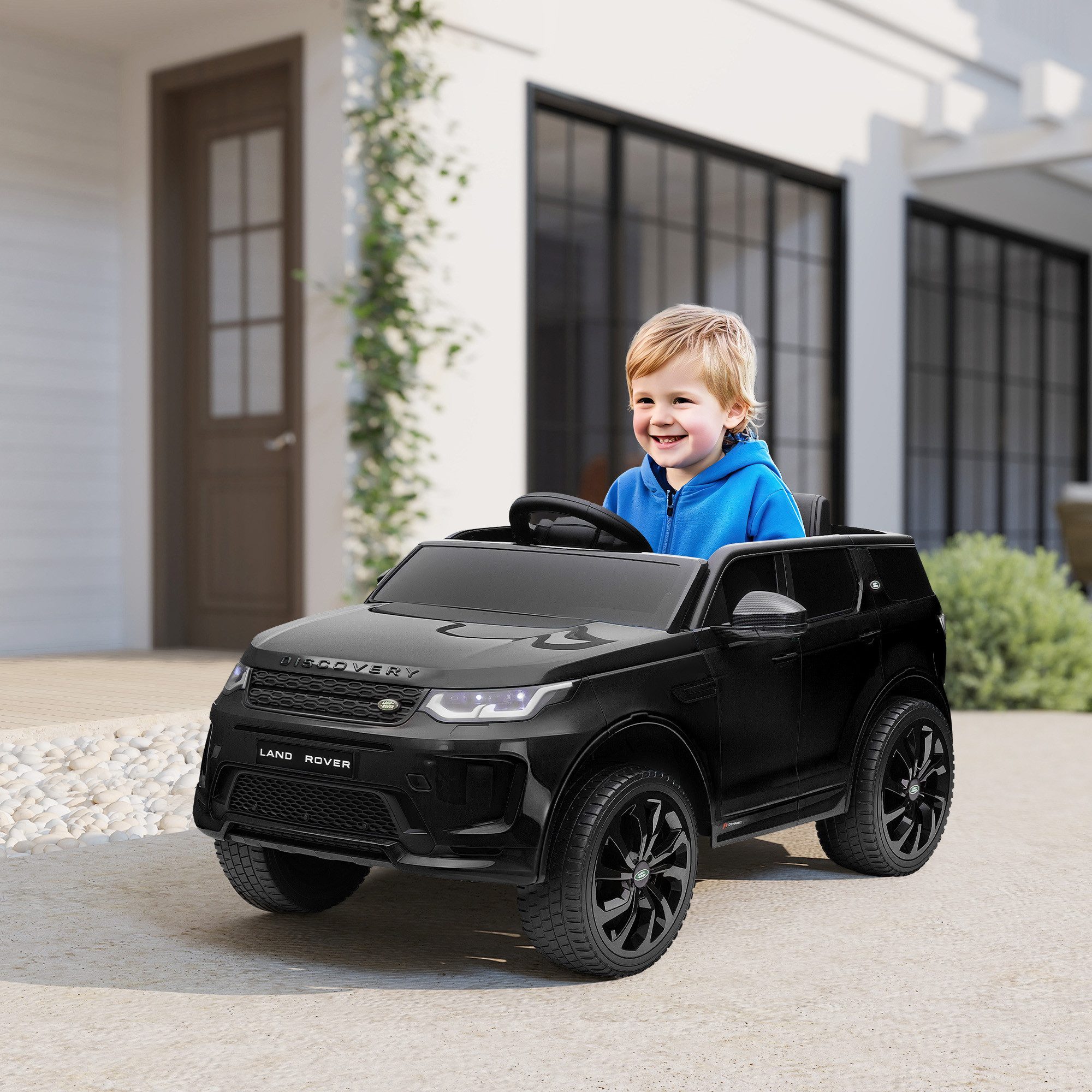 AIYAPLAY Elektro-Kinderauto 12V Kinderauto mit 2,4G Fernbedienung, Musik, Hupe, Belastbarkeit 25 kg, (1-tlg), 3-5 km,h, für Kinder 3-6 Jahre, Schwarz