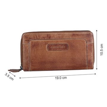 SHG Geldbörse ☼ Leder Damen Börse Braun Portemonnaie