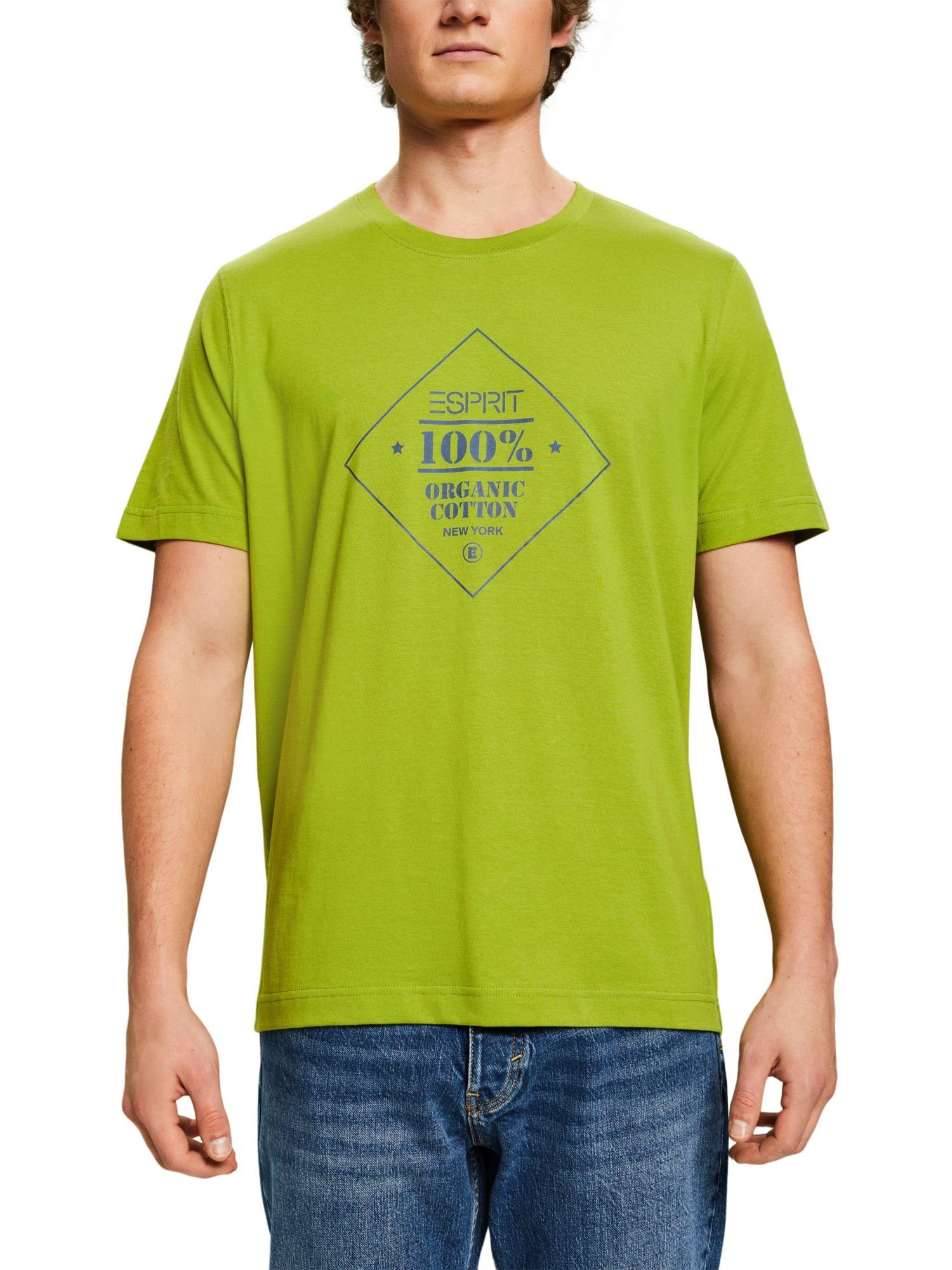LEAF (1-tlg) Baumwoll-T-Shirt T-Shirt Logoprint Esprit GREEN mit