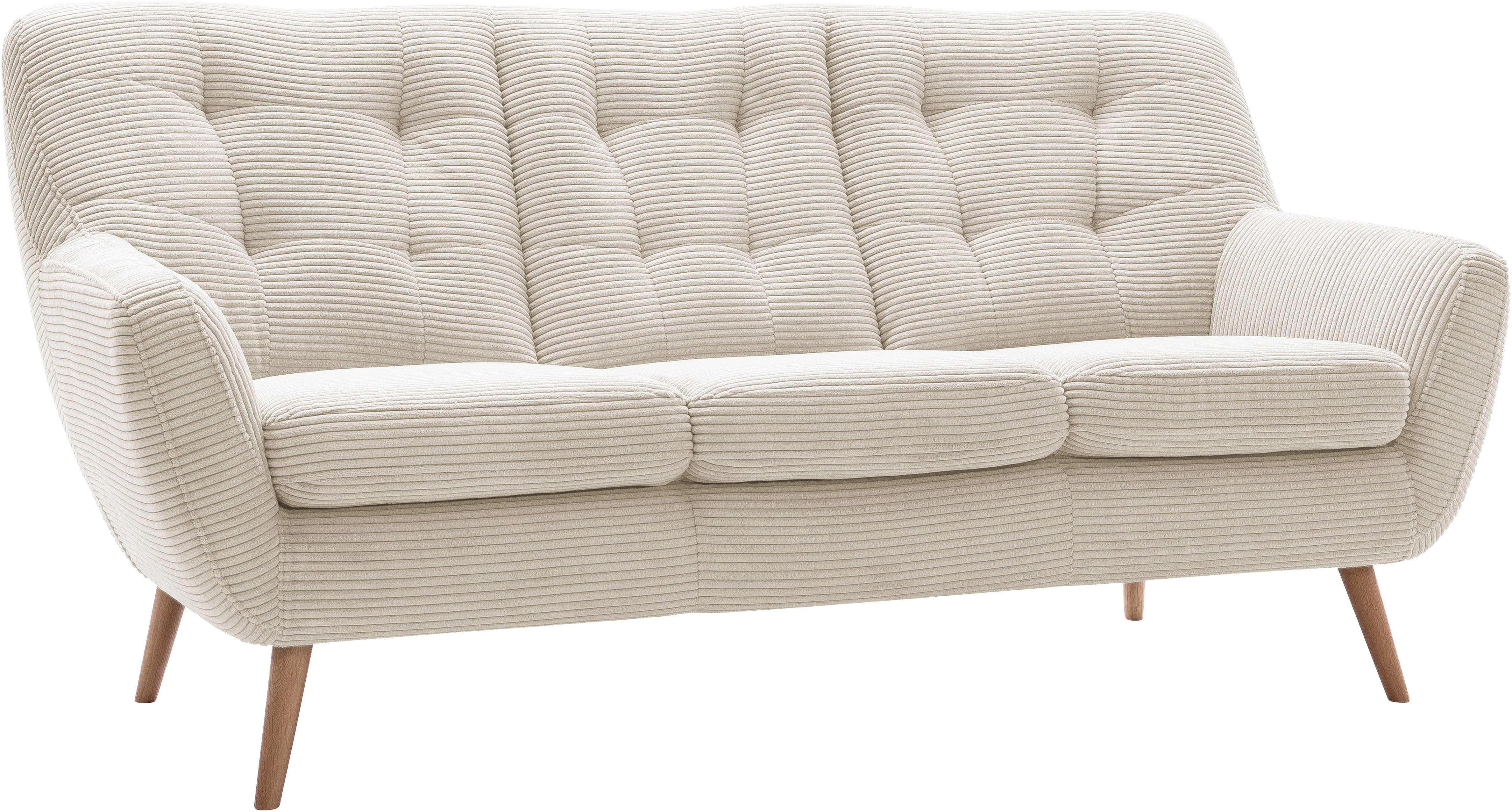 exxpo - sofa fashion 3-Sitzer Scandi, bequem, aufwendige Rückenpolsterung für mehr Sitzkomfort, aktuelle Farben in hochwertigen Bezugsqualitäten, Holzfuß