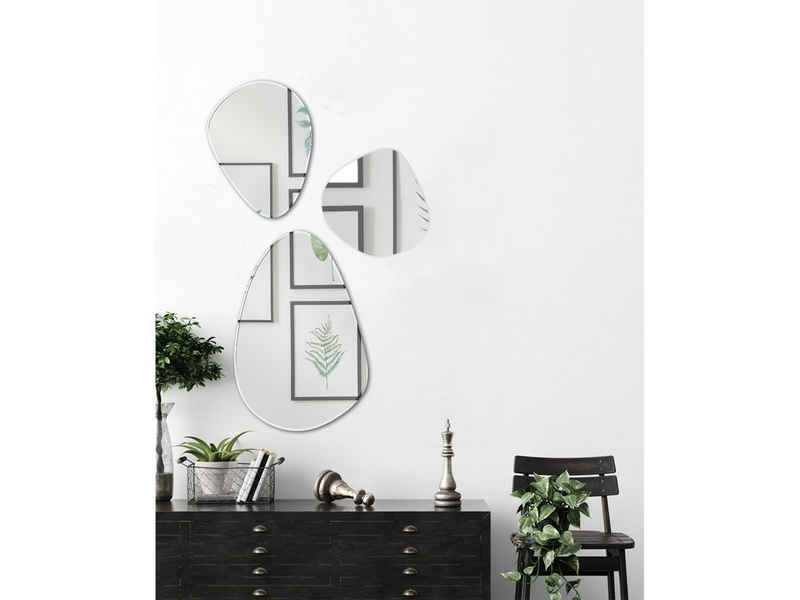 MIRRORS AND MORE Wandspiegel, 3er SET Facettenspiegel ausgefallener Design Flurspiegel zum aufhängen