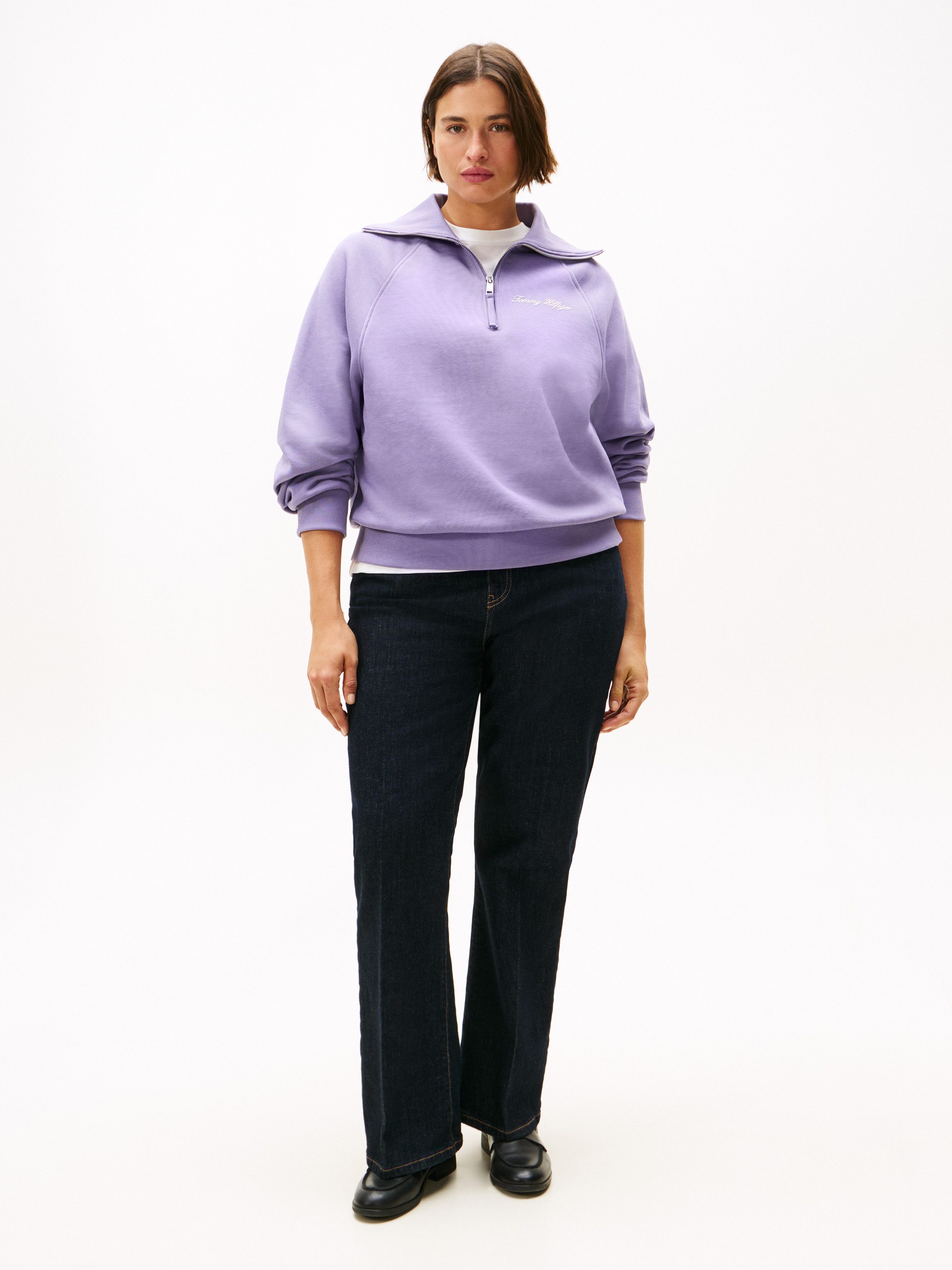 Tommy Hilfiger Curve Sweatshirt CRV CLASSIC SCRIPT FLEECE 1/2ZIP in großen Größen