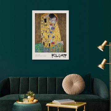 Posterlounge Leinwandbild Gustav Klimt, The Kiss, Wohnzimmer Modern Malerei