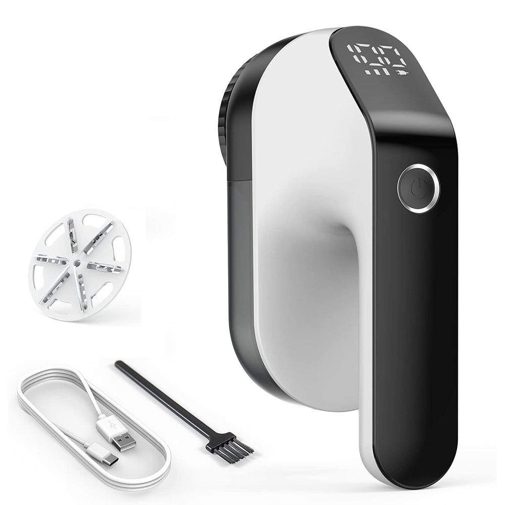 TUWENA Fusselrasierer Fusselrasierer Elektrisch, mit LED-Anzeigen und USB Wiederaufladbar, LED Smart Screen Display mit austauschbarem Klinge, USB -Ladung