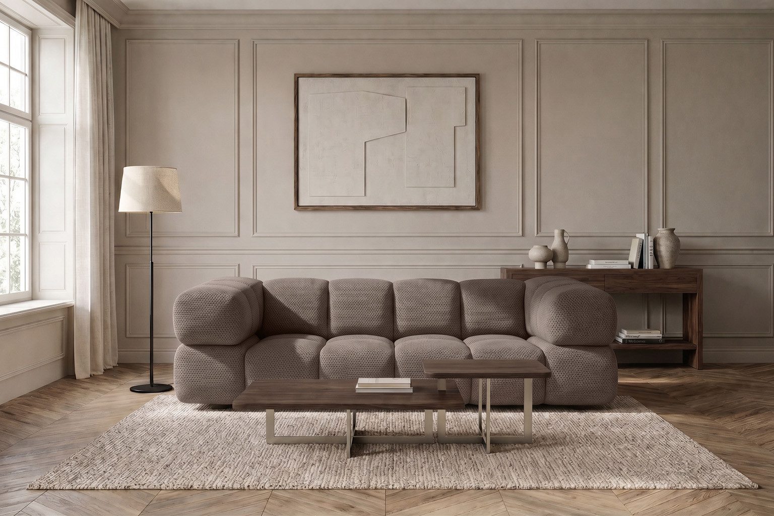 Kaiser Möbel Sofa 3-Sitzer für Wohnzimmer, Stoff Sonic 3D, AVERRO, Bubble-Design, Designer Sofa, Premiumstoff Sonic 3D, Abgerundete Form
