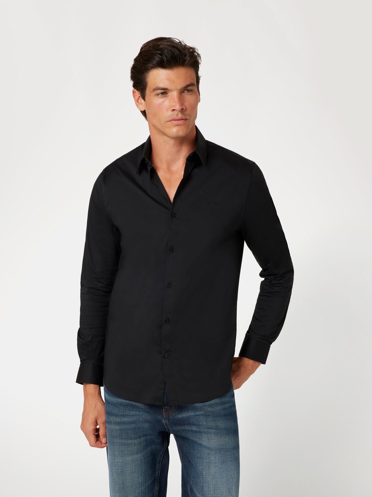 Guess Langarmhemd SUNSET Kentkragen, Slim Fit, Baumwoll-Mix