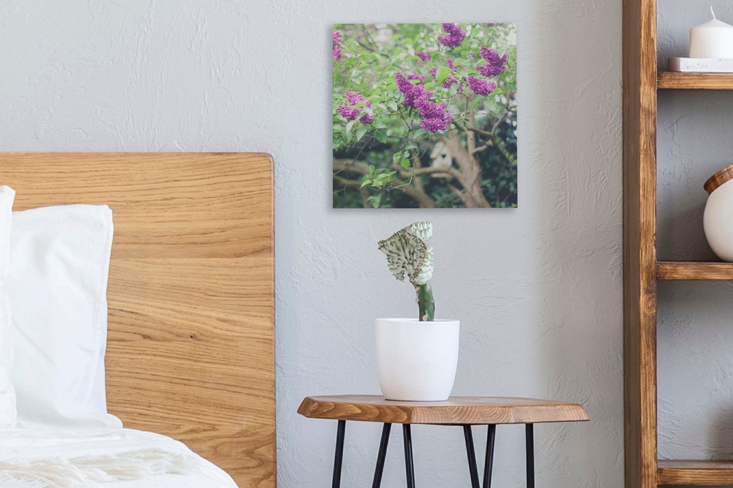 Schlafzimmer Lila Flieder (1 Bilder OneMillionCanvasses® Leinwandbild Wohnzimmer Leinwand einem für in St), Baum,