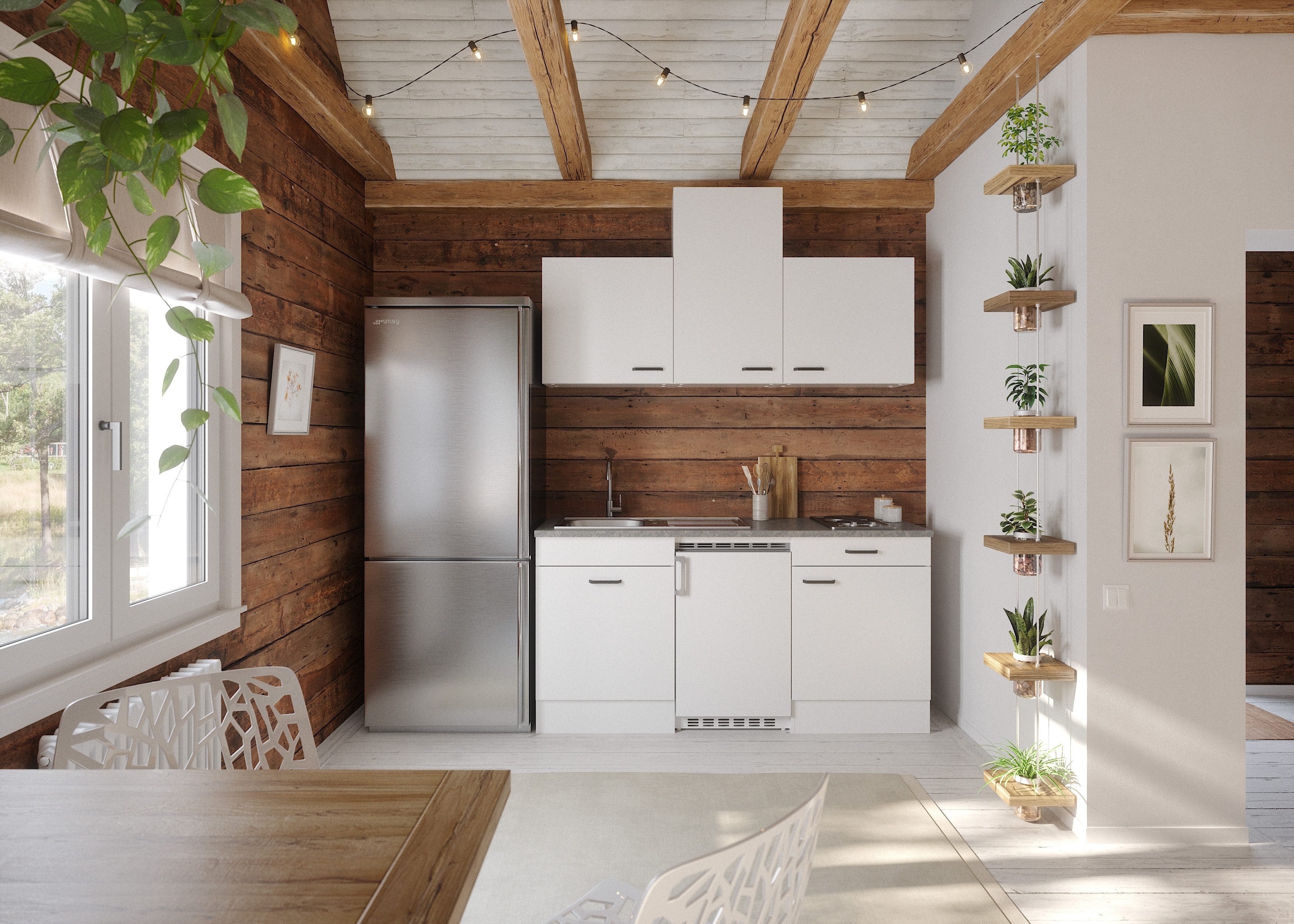 OPTIFIT Pantryküche OPTImulti, Breite 170 cm, mit Unterbaukühlschrank und 2-Platten-Kochfeld