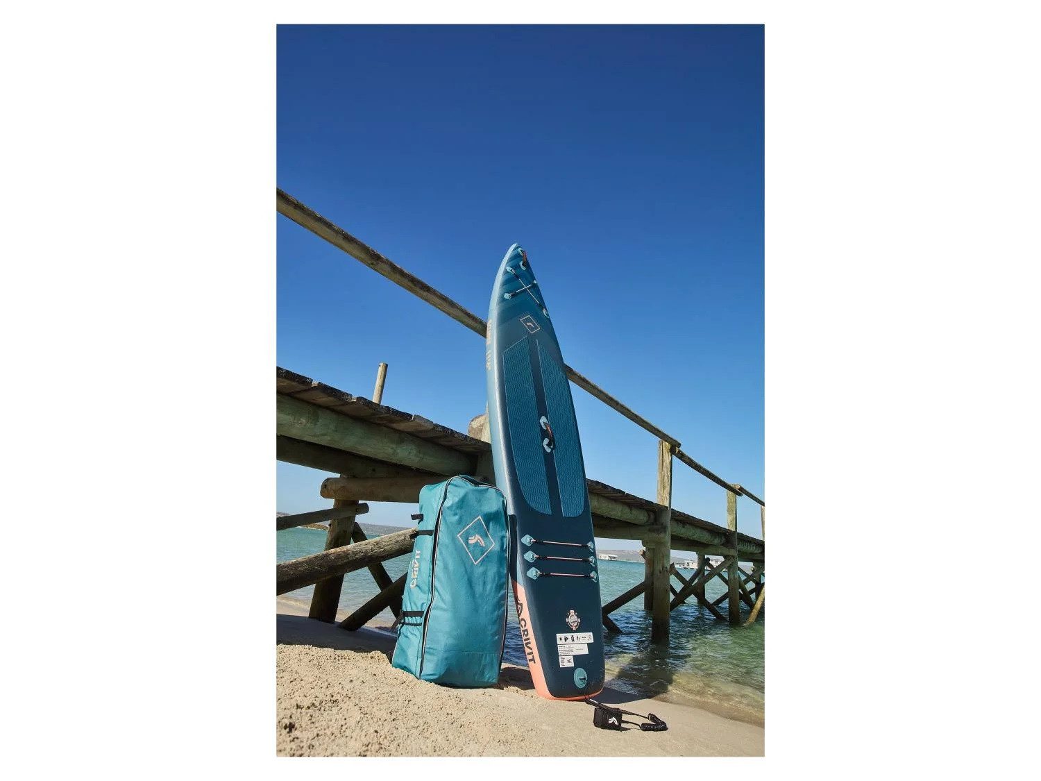 crivit SUP-Board SUP Touring Einkammer 130 kg Paddel Rutschfest, 350 x B 76 x H 15 cm & Kumano 45°-Seagrassfinne