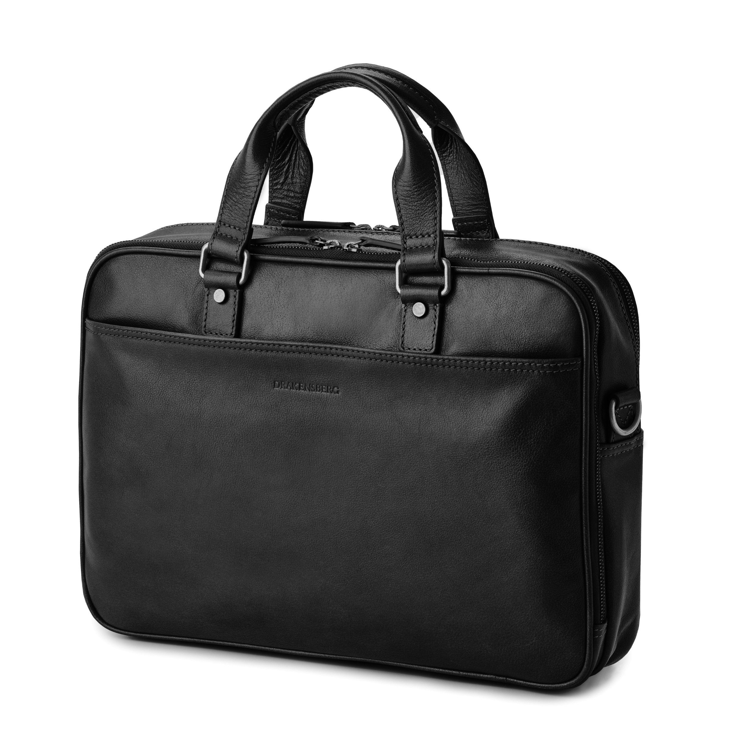 DRAKENSBERG Laptoptasche Aktentasche »Aurelio« Schwarz, Herren, groß, aus luxuriösem Leder, elegant und modern