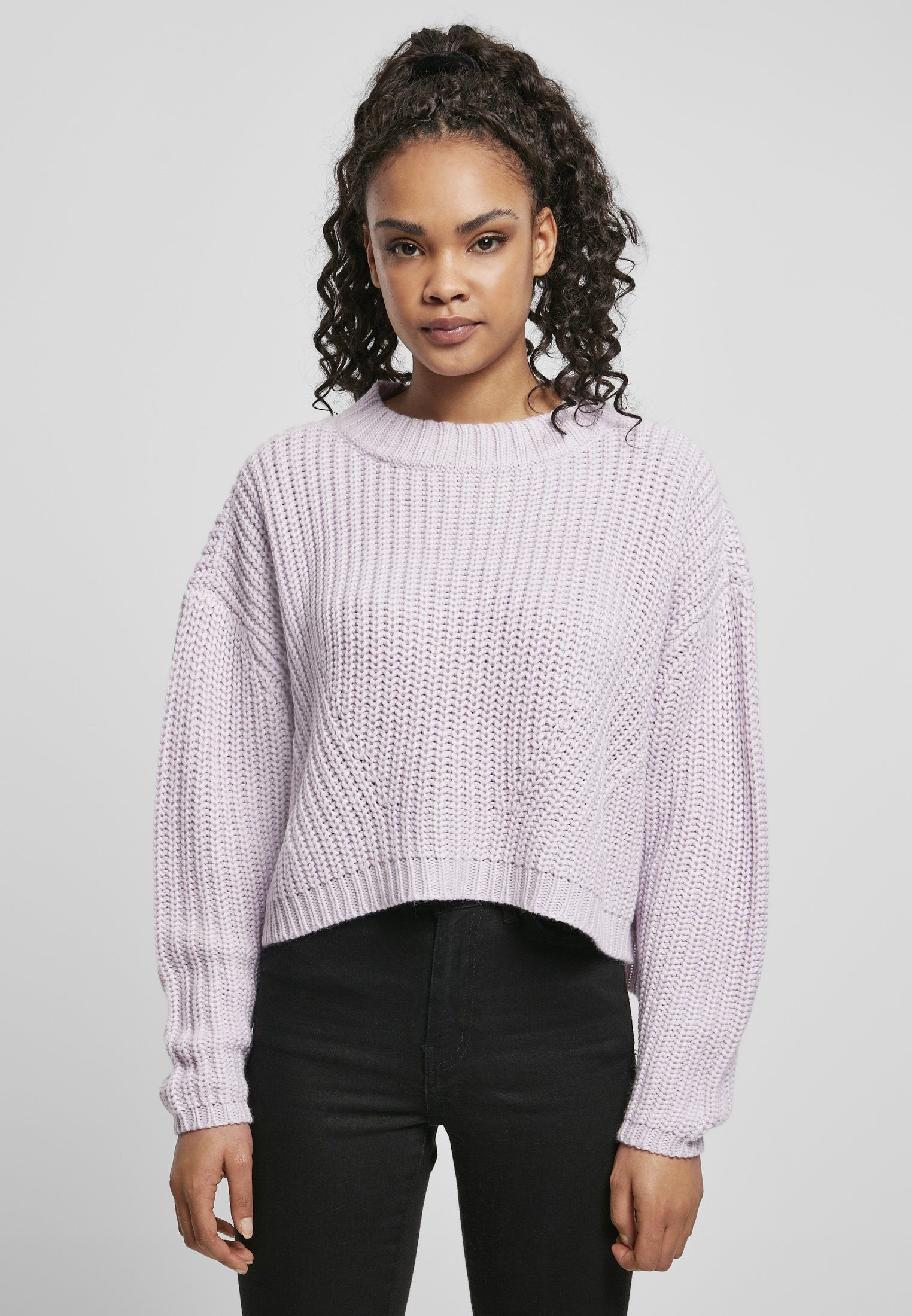 URBAN CLASSICS Kapuzenpullover Damen Ladies Sweater softlilac Wide Oversize (1-tlg)
