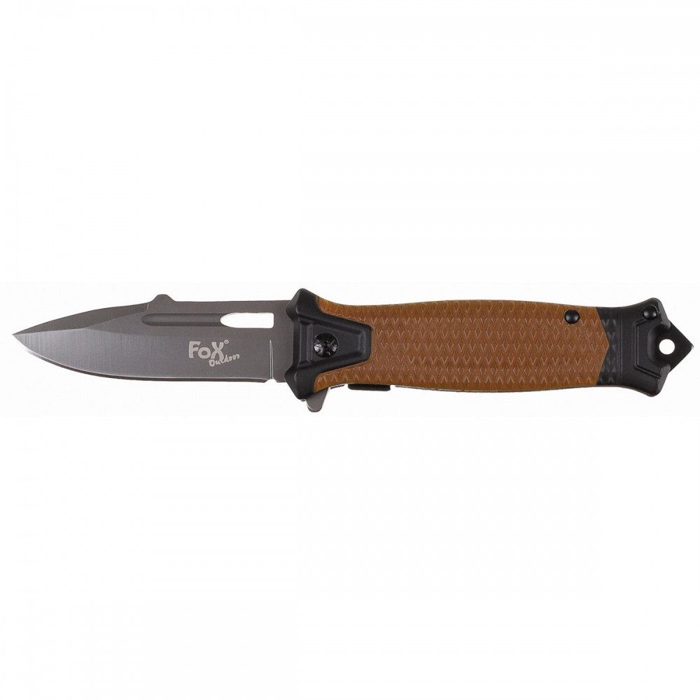 FoxOutdoor Taschenmesser FoxOutdoor Klappmesser Snake Einhand coyote tan Metallgriff