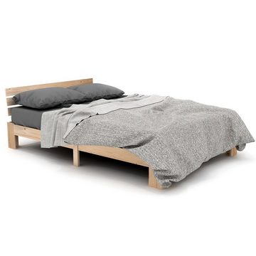 PHOEBE CAT Holzbett (Maasivholzbett Futonbett), Doppelbett mit Kopfteil und Lattenrost, 200x140 cm, aus Kiefer