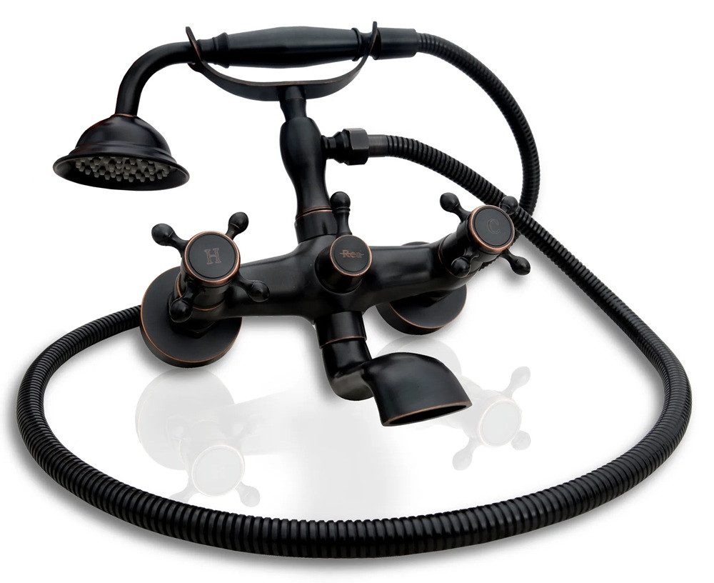 wohnwerk.idee Wannenarmatur Badewannenarmatur Wasserhahn Badewanne Retro Vintage Antik Old Black