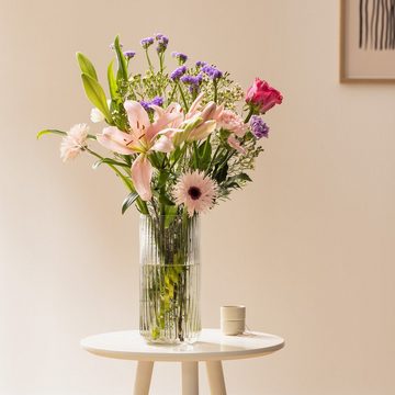 Navaris Dekovase Glasvase geriffelt groß 25cm Höhe - Blumenvase Glas minimalistisch n (1 St)