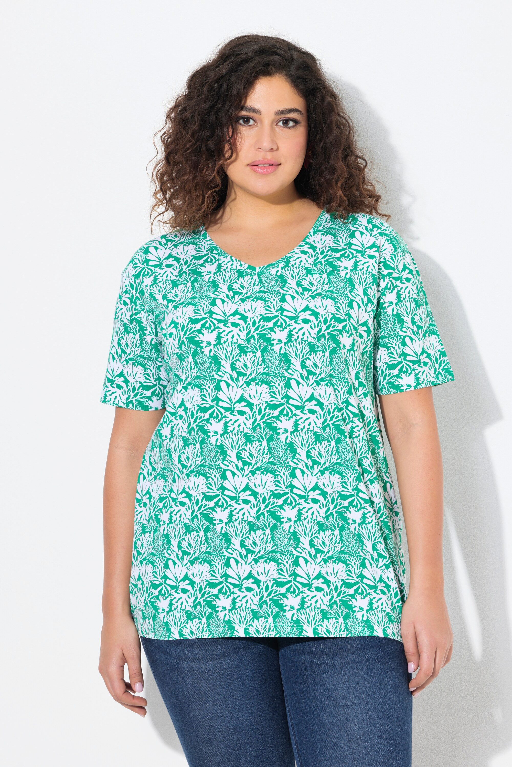 Ulla Popken T-Shirt T-Shirt floraler Druck günstig online kaufen