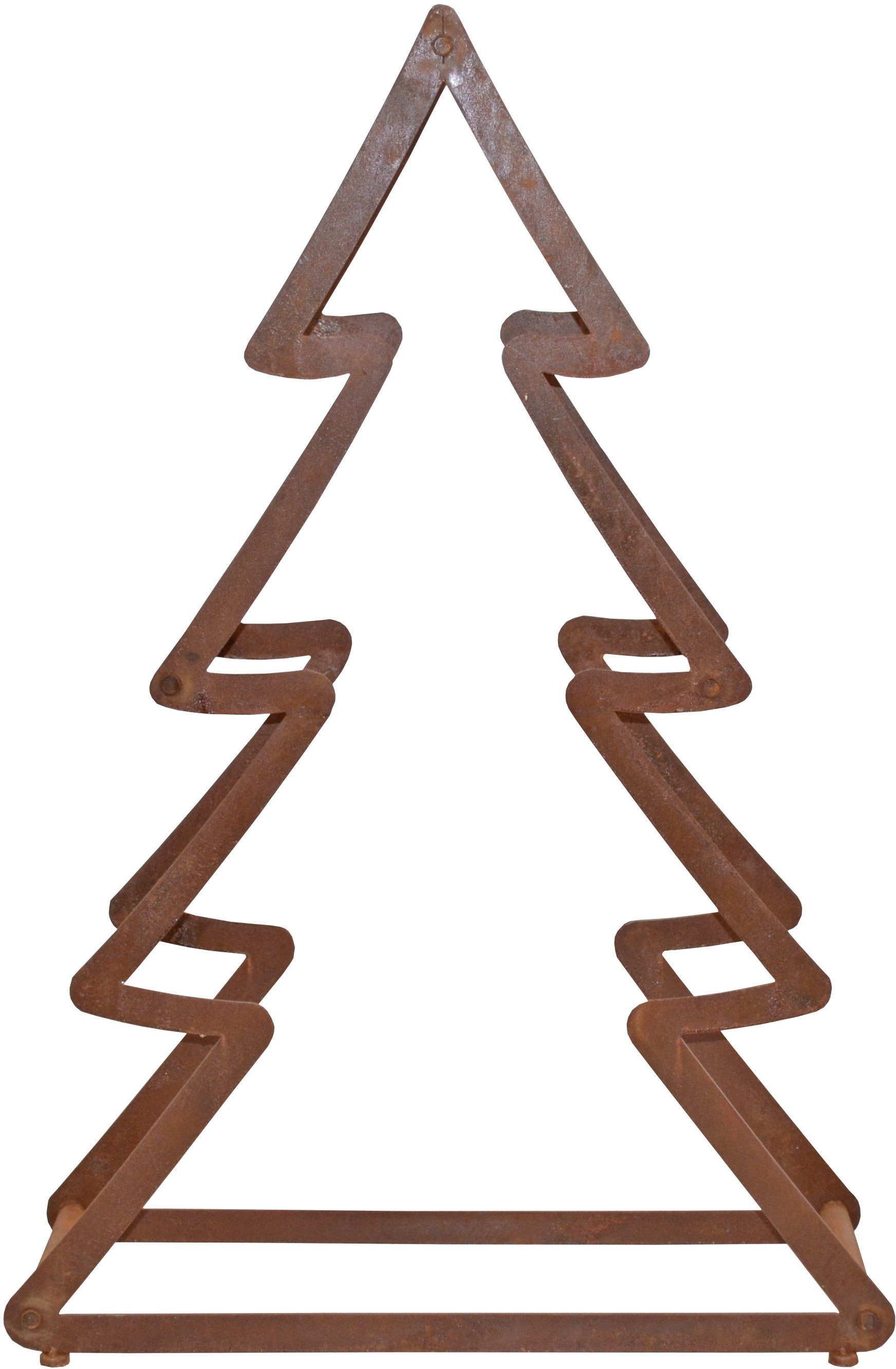 Dekobaum »Weihnachtsbaum«, aus Metall, mit rostiger Oberfläche, Höhe ca