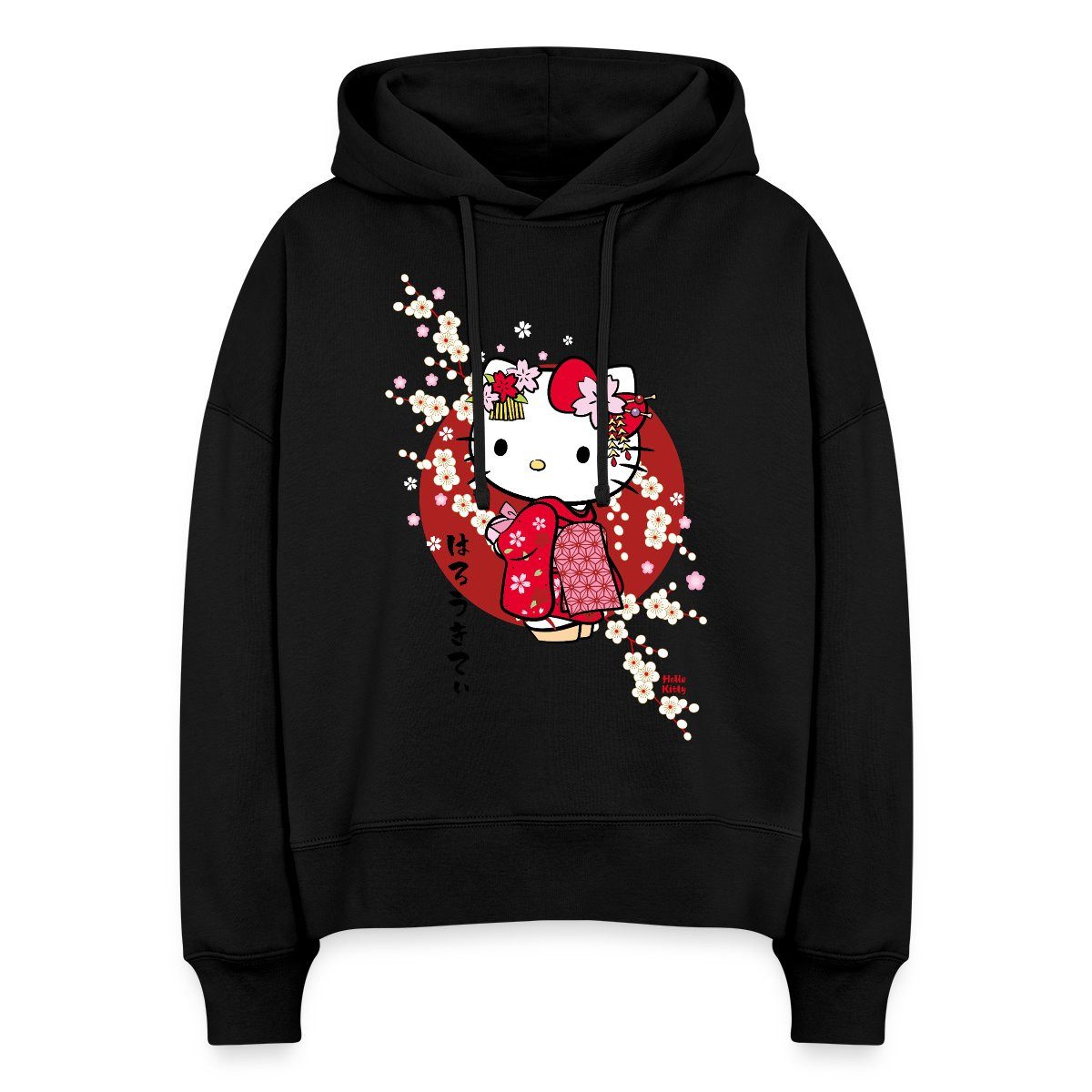 Spreadshirt Hoodie Hello Kitty Japan Kimono Kirschblüten Frauen Boxy Organic Hoodie (1-tlg)